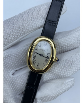 (준비완료/특급배송)NO.2810/AF공장 까르띠에Baignoire Watch YG AF 1:1 Best Edition White Dial on Black Croco Strap RONDA Quartz