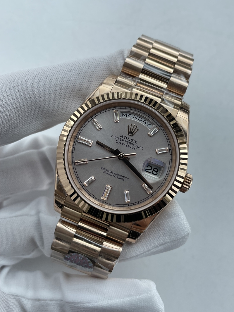 (준비완료/특급배송)NO.3658/QP공장 롤렉스 데이데이트40 로즈골드 텅스텐 로골바게트다이얼 스틸브레이슬릿 208~211g로